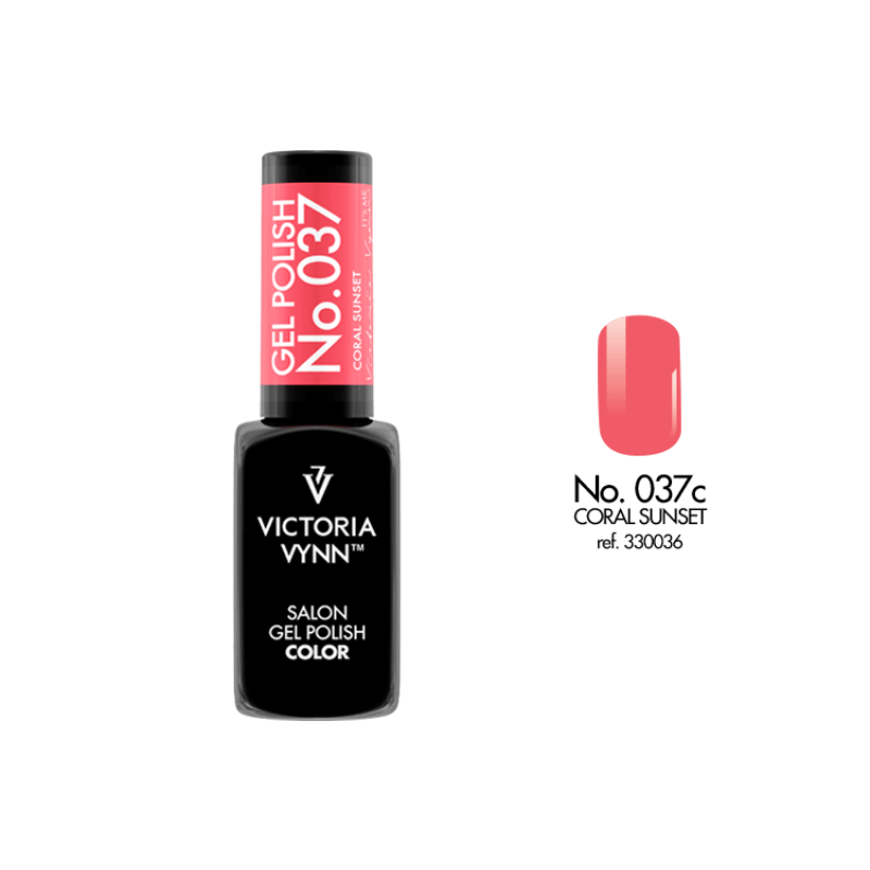 salon gel polish No.037 coral sunset (TPO FREE, HEMA FREE, DI-HEMA  FREE)